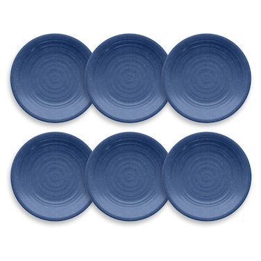 Abode Homewares TarHong Planta Artisan Solid Salad Plate, 8.5", Planta (Majority Plant Based with Melamine Binder), Shatterproof, Indoor/Outdoor Entertaining, Set of 6, Blue Matte