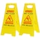 StrLon Caution Wet Floor Sign Bilingual Foldable Sturdy Warning Signs Double-Sided Safety Warning Signs (2-Pack Yellow)