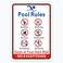 Pool Rules Signs No Diving No Glass Sign, No Food No Pushing No Running No Peeing in Pool Swim at Your Own Risk Signs, 14 x 10 Inches Rust Free Rust Free Aluminum, Easy Mounting (1 Pack)