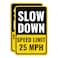 2PC 25 Mph Speed Limit Sign, 18 x 12 Inches - Aluminum - 25Mph Slow Down Safety Signs For Neighborhoods Street