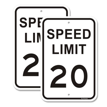 Dmytop Speed Limit 20 MPH Slow Down Sign, 18 x 12 x 0.06 Inches Rectangle Reflective Rust Free Aluminum, UV Protected Waterproof Weather Resistant Durable Ink, Easy to Mount, 2 Pack