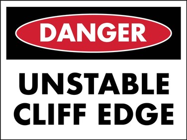 Danger Unstable Cliff Edge Sign Metal Tin Sign12x16 Inches Caution Danger Safety Security Warning Notice Signs
