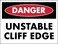 Danger Unstable Cliff Edge Sign Metal Tin Sign12x16 Inches Caution Danger Safety Security Warning Notice Signs