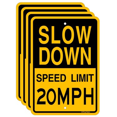 Joffreg Slow Down Speed Limit 20 MPH Sign,17 x12 Inches,Reflective Aluminum (4 Pack)