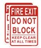 Fire Exit Sign, Do Not Block Door Signs, Keep Clear at All Times Sign, 10 x 7 Inches Rust Free Aluminum, Weather/Fade Resistant, Easy Mounting, 2 Pack