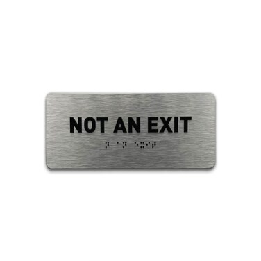 Not An Exit Identification Sign - ADA Compliant Sign, Raised Icons, Raised Braille, Brushed Aluminum, TCO Inspection Certified (7"W x 3"H) - by GDS