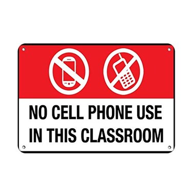 Eletina Warning Sign No Cell Phone use in The Classroom No Cell Phones Sign Business Sign 12X8 Inches Aluminum Metal Tin Sign