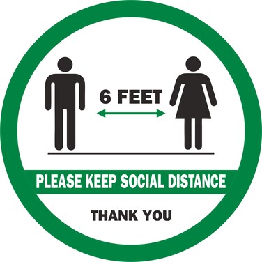 Social Distancing Floor Decals, 7.5" Round, 30 Decals Per Pack, Social Distancing Sign, Please Keep Social Distance, Stand Here Floor Sticker, Social Distancing Floor Stickers