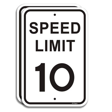 2-Pack Speed Limit 10 MPH Sign Slow Down Traffic Sign 12"x18" Rust Free 40Mil UV Printed Outdoor Metal Reflective Easy to Mount No Fading Outdoor Use for Neighbour Driveway Yard or School
