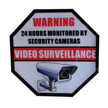 Video Surveillance Sticker Sign,Adhesive Under 24 Hours Security Warning Signs, Glass Window Warning Sign Label Sticker (Video-2pcs)