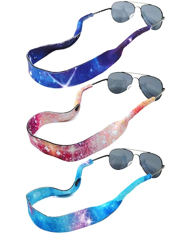 allydrew Adjustable Eyewear Retainer, Neoprene Sunglass Strap for Sports and Outdoors (Set of 3), Galaxy