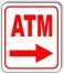 ATM RIGHT ARROW RED Aluminum Composite Outdoor Sign 8.5&amp;quot; x10