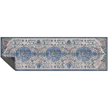 GelPro Nevermove Artisan Accent Machine-Washable Chenille Textured GellyGrippers, 24x76, Taryn Dark Blue (Rug Only)