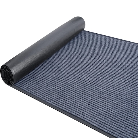 jxgzyy 3&#39;x10&#39; Hallway Runner Rug Commercial Outdoor Carpet Double Stripes Carpet Heavy Duty Front Door Mat Striped Brush Step Welcome Mats with PVC Backing for Indoor Outdoor (Grey)