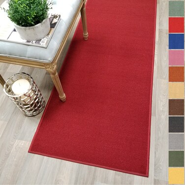 Custom Size RED Solid Plain Rubber Backed Non-Slip Hallway Stair Runner Rug Carpet 22 inch Wide Choose Your Length 22in X 5ft