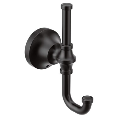 Moen YB0503BL Colinet Traditional Double Robe Hook, Matte Black