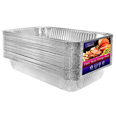 Aluminum Deep Foil Pans Full Size, Large Disposable Roasting &amp; Baking Pan, 21"x13" (20 Pack) Extra Heavy Duty Chafing Trays for Hotels, Restaurants, Caterers, Steam Table, Buffets &amp; Bakeware