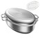 PROPAN Roasting Pan with Rack and Lid 12 Quart,18/10 Stainless Steel Multi-Use Oval Dutch Oven, Induction Compatible Dishwasher/Oven Safe Turkey Roaster,15 Inch