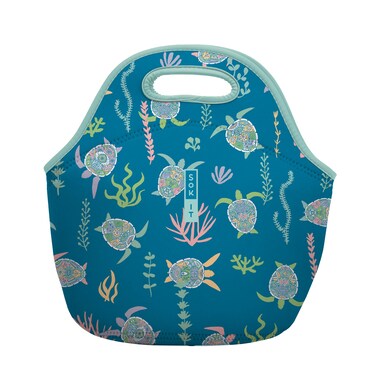 Sok It Lunch Tote Zippered Bag Insulated Neoprene Caddy (Turtle-y Awesome, Large 4.5 Quart Lunch Tote)