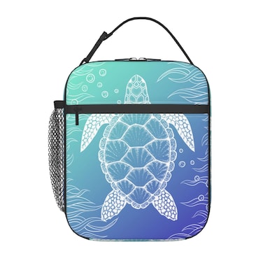 Echoserein Sea Turtle Ocean Lunch Bag Insulated Lunch Box Reusable Lunchbox Waterproof Portable Lunch Tote For Boys Men