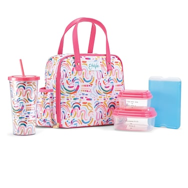 Fit &amp; Fresh Lunch Bag For Women, Insulated Womens Lunch Bag For Work, Leakproof &amp; Stain-Resistant Large Lunch Box For Women With Containers, Tumbler and Ice Pack, Zipper Closure Wichita Bag Rainbow