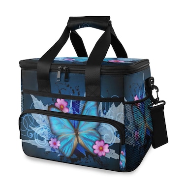 STAYTOP Pretty Butterfly Leakproof Reusable Insulated Cooler Lunch Bag,with Detachable Shoulder Strap, Used for School Women and Men Work Picnic Beach Lunch Bag Organizer Tote Bag