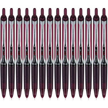 Pilot, Precise V5 RT Refillable &amp; Retractable Rolling Ball Pens, Extra Fine Point 0.5 mm, Burgundy, Pack of 14