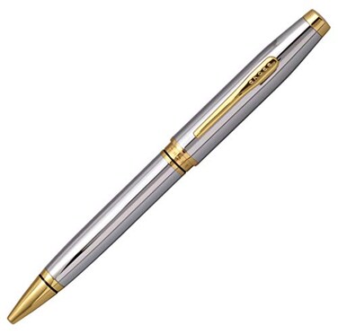 CROSS Coventry Ballpoint Pen M Line Width Chrome Gold Gift Boxed