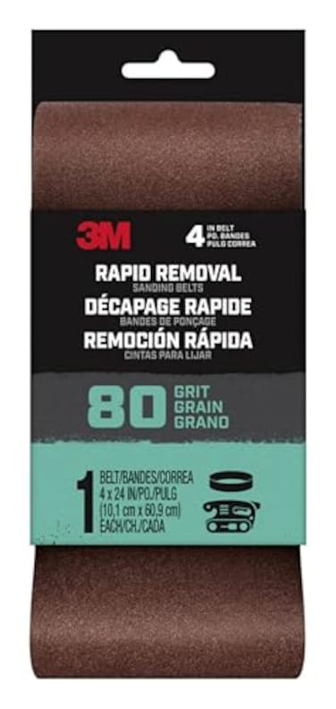 3M Rapid Removal 4 in. x 24 in. Power Sanding Belt, 80 Grit, 1/Pack