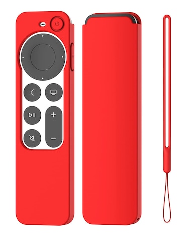 K TOMOTO Compatible with Apple TV 4K Siri Remote Case 2021, Silky-Soft Anti-Slip Protective Silicone Cover for Siri Remote Control 2nd Generation [Lanyard Included], Red
