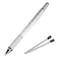 Multifunction Tool Pen, 6 in 1 Tool with Ballpoint Pen, Touch Screen Stylus, Ruler, Spirit Level, Flat-head and Phillips Screwdriver, All-in-One Tech-Tool Pen with Ink Refills (Silver + 2&Atilde;&mdash;Refills)
