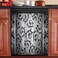 Kitchen Decor Dishwasher Magnet Steel Engraved Floral Fridge Door Cover,Steel Pattern Sticker Black Flower Dish Washer Magnetic Refrigerator Decals Home Appliance Sticker,Metal Pattern Panel S