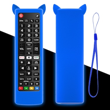 Rimous Universal Remote Compatible with LG TV Remote + Remote Case with Wrist Strap AKB75675304 AKB75095307 for LG LCD LED HDTV 3D 4K OLED Smart TV Remote Replacement for LG + Cover Sleeve (Glow Blue)