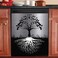 Tree of Life Dishwasher Cover Magnet Decor,23x26inch Large Polishing Metal Dishwasher Front Door,Black Kitchen Dishwasher Decal,Tree Refrigerator Panel,Sliver Metal Magnetic Dishwasher Sticker