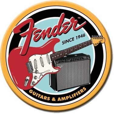 Desperate Enterprises Fender Guitars &amp; Amplifiers Round Refrigerator Magnet - Funny Magnets for Office, Home &amp; School - Made in The USA
