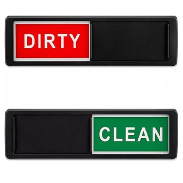 MY DEVELOPMENT Dishwasher Magnet Clean Dirty Sign   Clean Dirty Magnet for Dishwasher Easy to Read   No-Scratch Dishwasher Clean Dirty Sign   Shutter Slide Clean Dirty Sign for Dishwasher   Black
