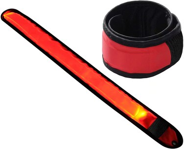 Techion 2 Pack LED Slap Armband/LED Snap on Bracelet with High Visibility for Cycling/Biking/Walking/Jogging/Running Gear (Red Pack)