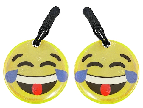 Athle Sport Reflective Tabs - Hi Vis Reflector Tags 2 Pack Safety Reflector - Reflective Gear for Walking at Night - Reflective Zipper Pull for Kids, Tactical Bags, and Backpack - Emoji Tears of Joy