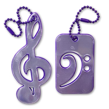 funflector Safety Reflector - Treble &amp; Bass Clefs - Purple - 2-Pack