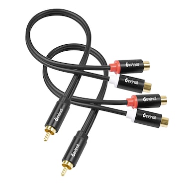 Devinal RCA Y Cable, 1 Male to 2 Female RCA Splitter, subwoofer Splitter Adapter Gold Plated 10 inch