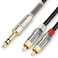 JOLGOO 1/4 TRS to Dual RCA Insert Cable, Male 6.35mm 1/4 TRS to 2RCA Y Splitter Patch Microphone Cable, 10 Feet