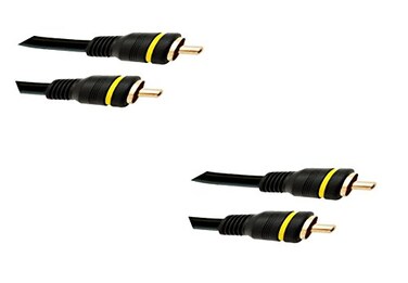 2 Pack, Composite Video Cable, RCA Male, Gold plated Connectors, 6 Feet, CNE499166
