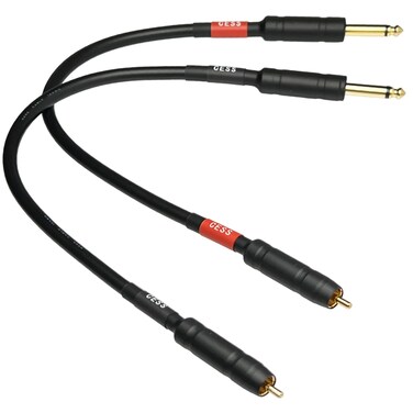 CESS-112-1f RCA to 1/4" TS Audio Patch Cable, 12 Gauge, 2 Cables (1 Foot)