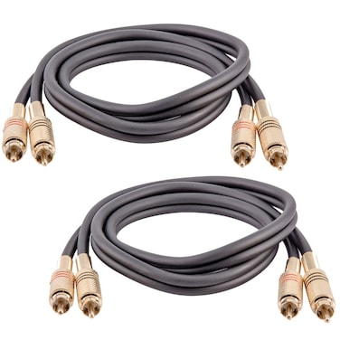 Seismic Audio Speakers Dual 2-RCA Audio Patch Cables, Male to Male, Black and Red, 3 Foot, Pack of 2