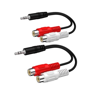 ALINNA 8 Inches 3.5mm Male to 2 RCA Female Jack Stereo Audio Y Cable Adapter for Smartphones, Tablets, MP3, Home Theater, HDTV, Gaming Consoles, Hi-Fi Systems and More(2 Pack)