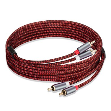 GESSEOR RCA Cable 30 ft 2RCA to 2RCA Cable 2Rca Male to 2-RCA Male Audio Stereo Subwoofer Cable Nylon-Braided Auxiliary Audio Cord for Home Theater, HDTV, Amplifiers, Hi-Fi