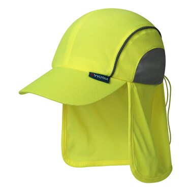 A-SAFETY Sweat-Wicking Hi-Vis Hat with Neck Sun Shade Running Walking Outdoor Sports Gear,Fluorescent Yellow