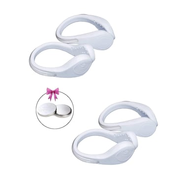 TEQIN 2Pair White Shell Colorful LED Flash Shoe Safety Clip Lights for Runners &amp; Night Running Gear - Reflective Running Gear for Running, Jogging, Walking, Spinning or Biking