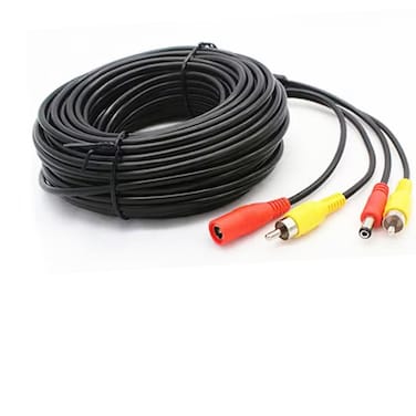 priaolker 33FT/10M 2 in 1 RCA HD Video AV Extension Cable, RCA+ DC Power Extension Cable, for CCTV Surveillance Camera Car Reverse Camera Video and Audio Cable - (1 pcs)