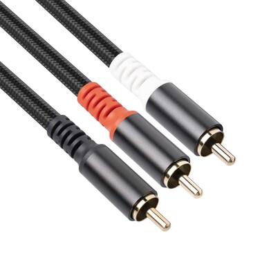 REXUS RCA Connector Audio Cable Male to 2 Male 3.3 feet (1 Meter) 2 Pack, RCA Stereo Audio Y-Adapter Splitter Cable Hi-Fi Sound Gold Plated Copper Shell Nylon-Braided(RCA_M2MM10*2)
